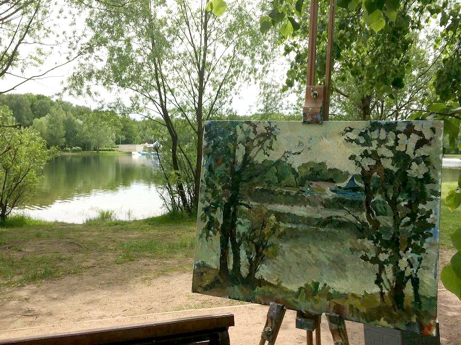 Пленэр, лес  и озеро